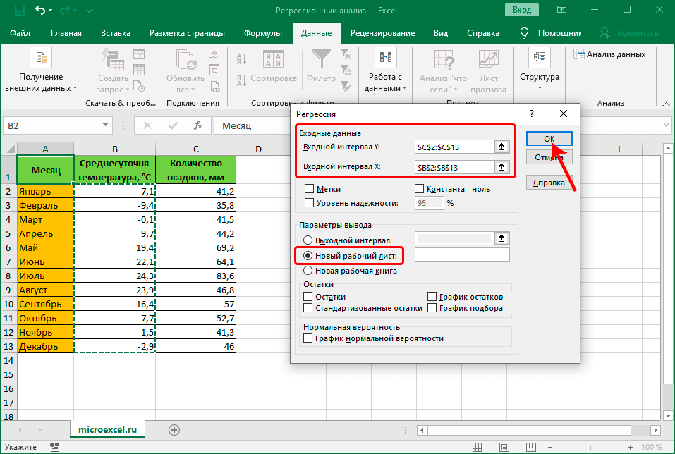 Excel y. Эксель анализ данных регрессия. Линейная модель excel 2016. Данные анализ данных регрессия в эксель. Линейная модель в excel.