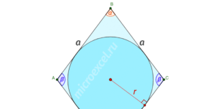 Нахождение радиуса вписанной в ромб окружности