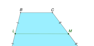 Средняя линия трапеции ABCD: определение, свойства, признак, длина
