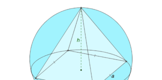 Как найти радиус описанной около правильной пирамиды сферы (шара): формулы