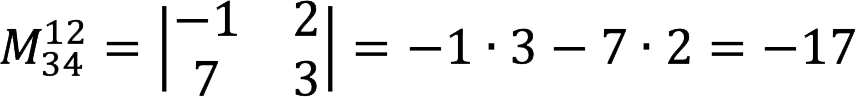 Пример расчета минора второго порядка матрицы