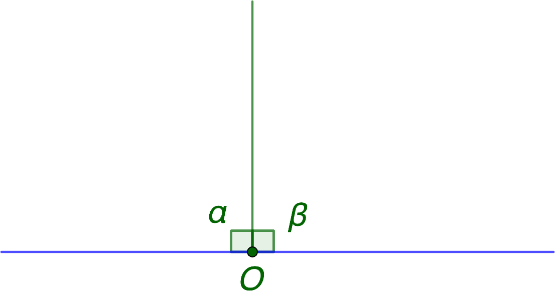 Деление развернутого угла биссектрисой на два прямых угла